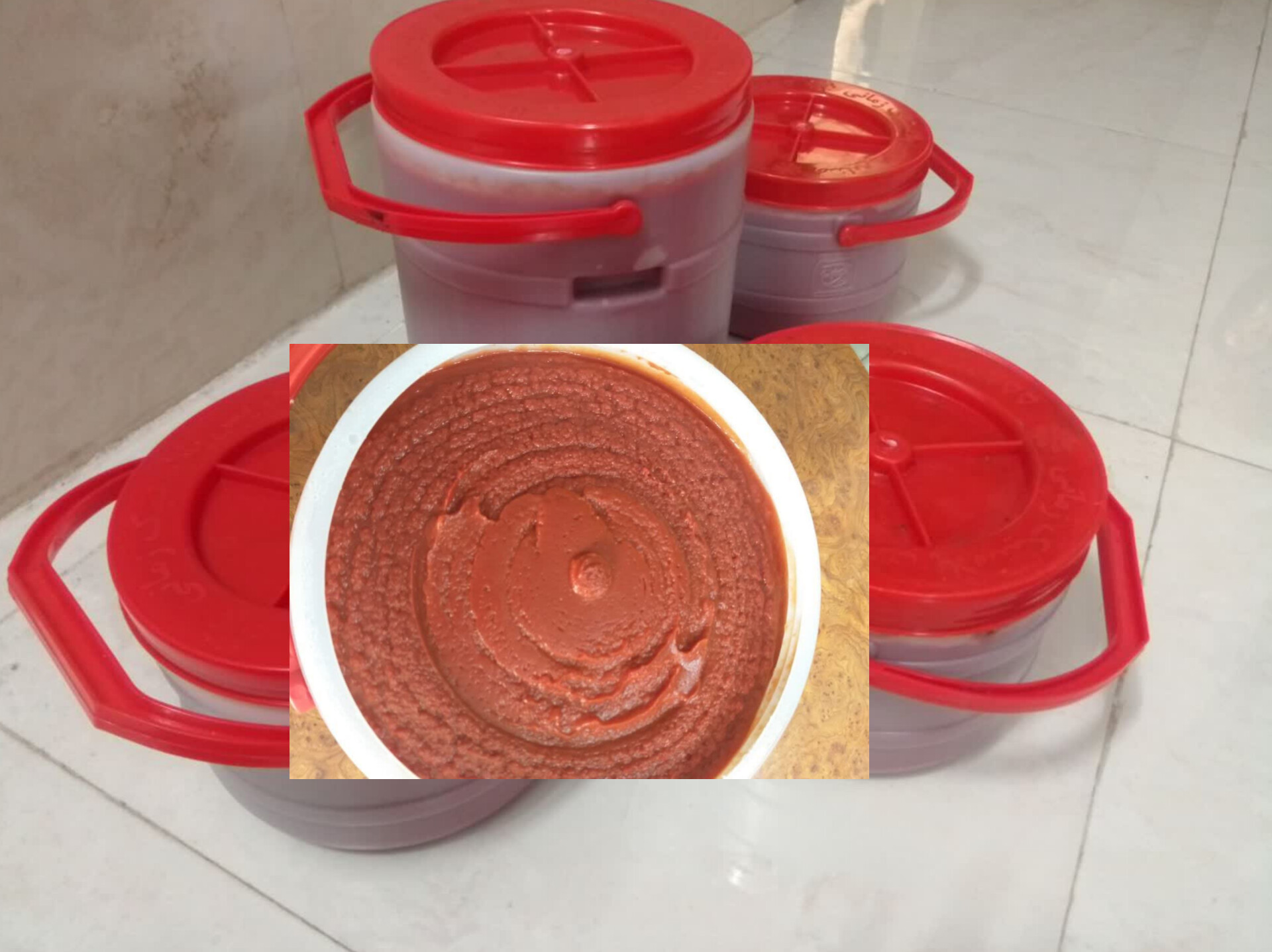 رب گوجه خانگی اصل | تهیه شده از گوجه‌های تازه و امساله | عطاری بهاران(دبه۱۰کیلویی)پسکرایه
